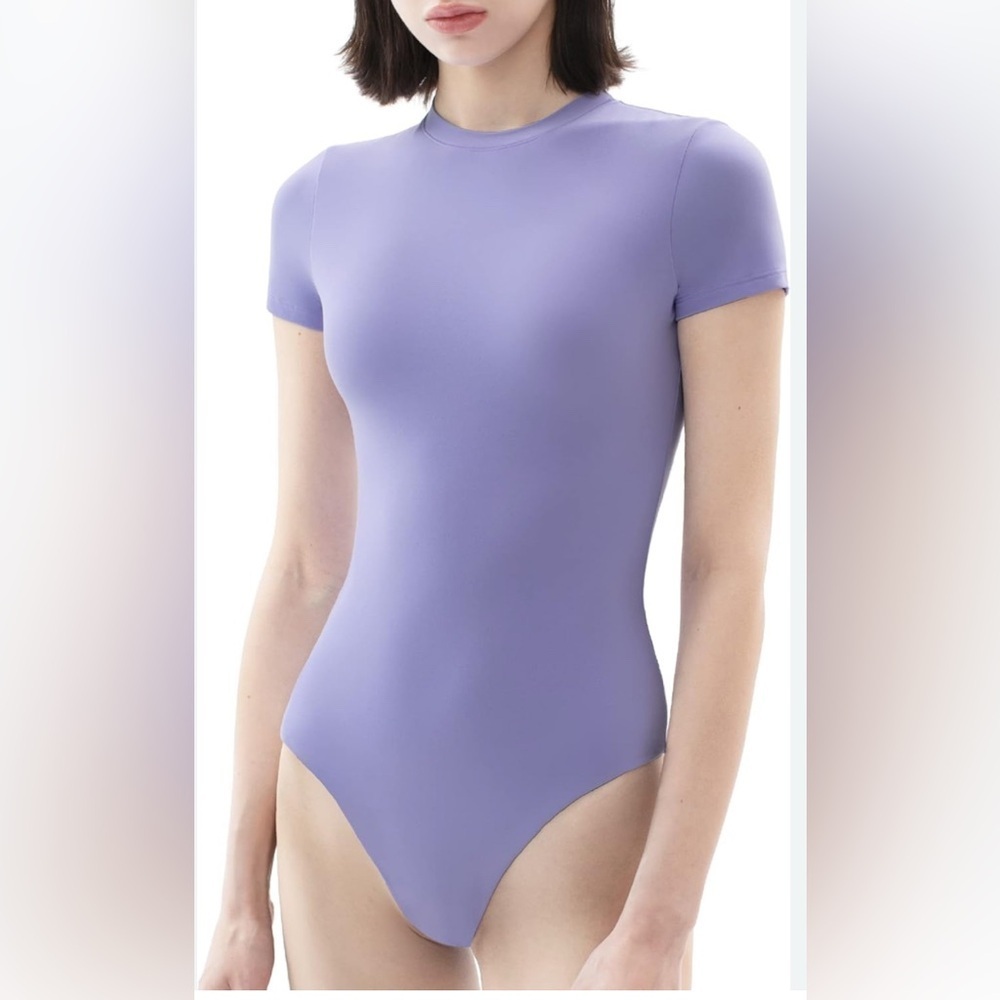 Budle Elegant Women's Bodysuit Tops - Purple and Tan
